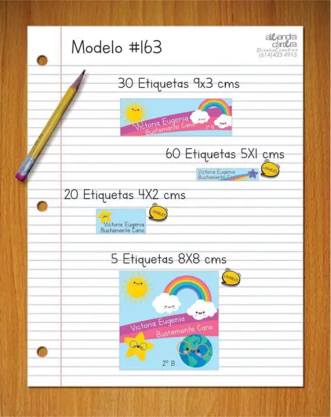 Papelería personalizada Alejandra Carrera - diseño 163