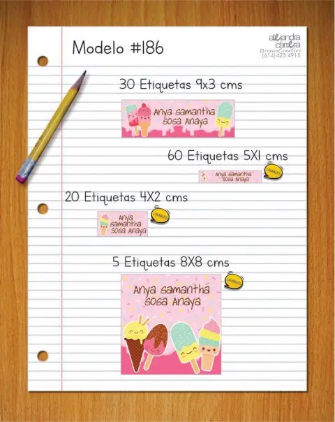 Papelería personalizada Alejandra Carrera - diseño 186