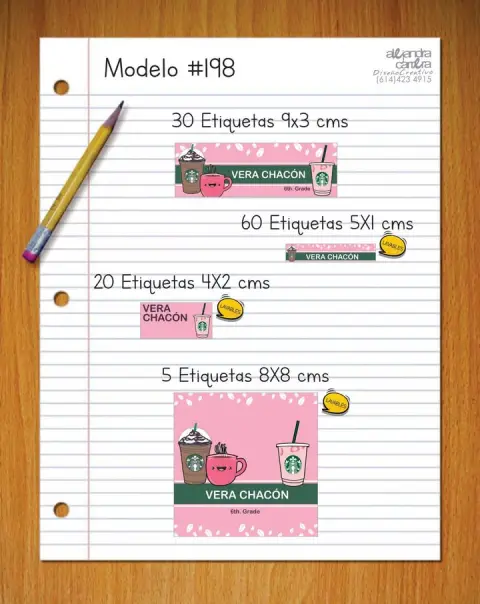 Papelería personalizada Alejandra Carrera - diseño 198