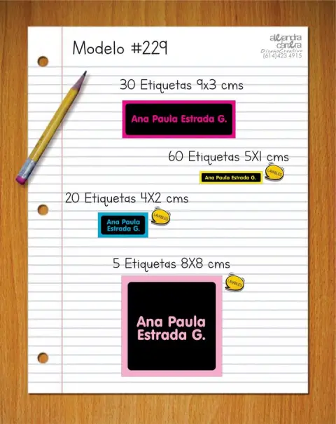 Papelería personalizada Alejandra Carrera - diseño 229