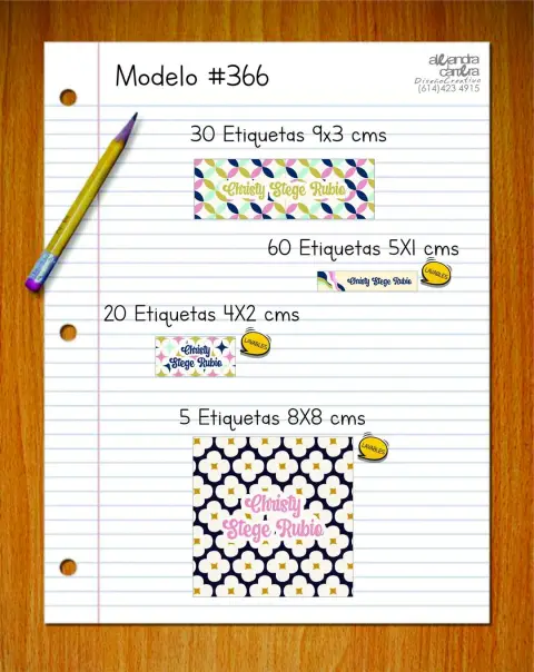 Papelería personalizada Alejandra Carrera - diseño 366