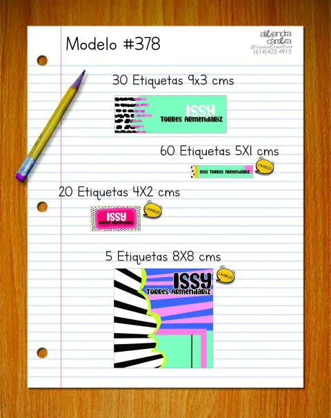 Papelería personalizada Alejandra Carrera - diseño 378