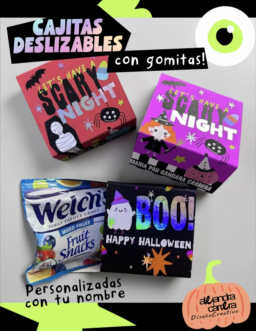 Cajitas deslizables personalizadas con una bolsita de gomitas dentro
