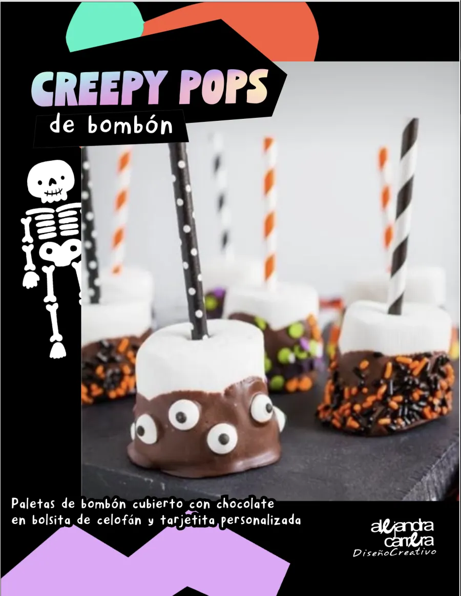 Creepy pops: bombones cubiertos de chocolate con ojitos de dulce y chispas de Halloween