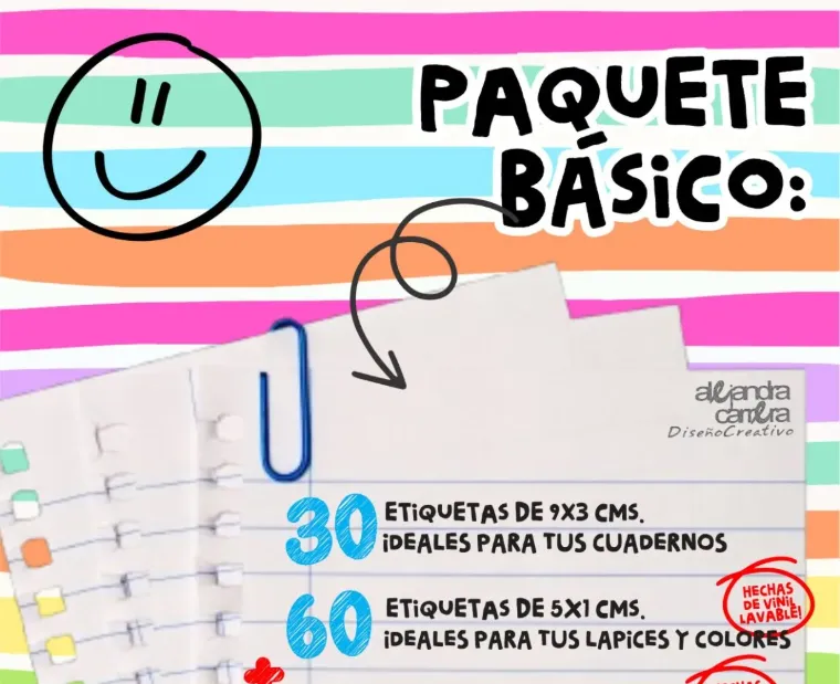 Etiquetas personalizadas en útiles, mochila y lonchera